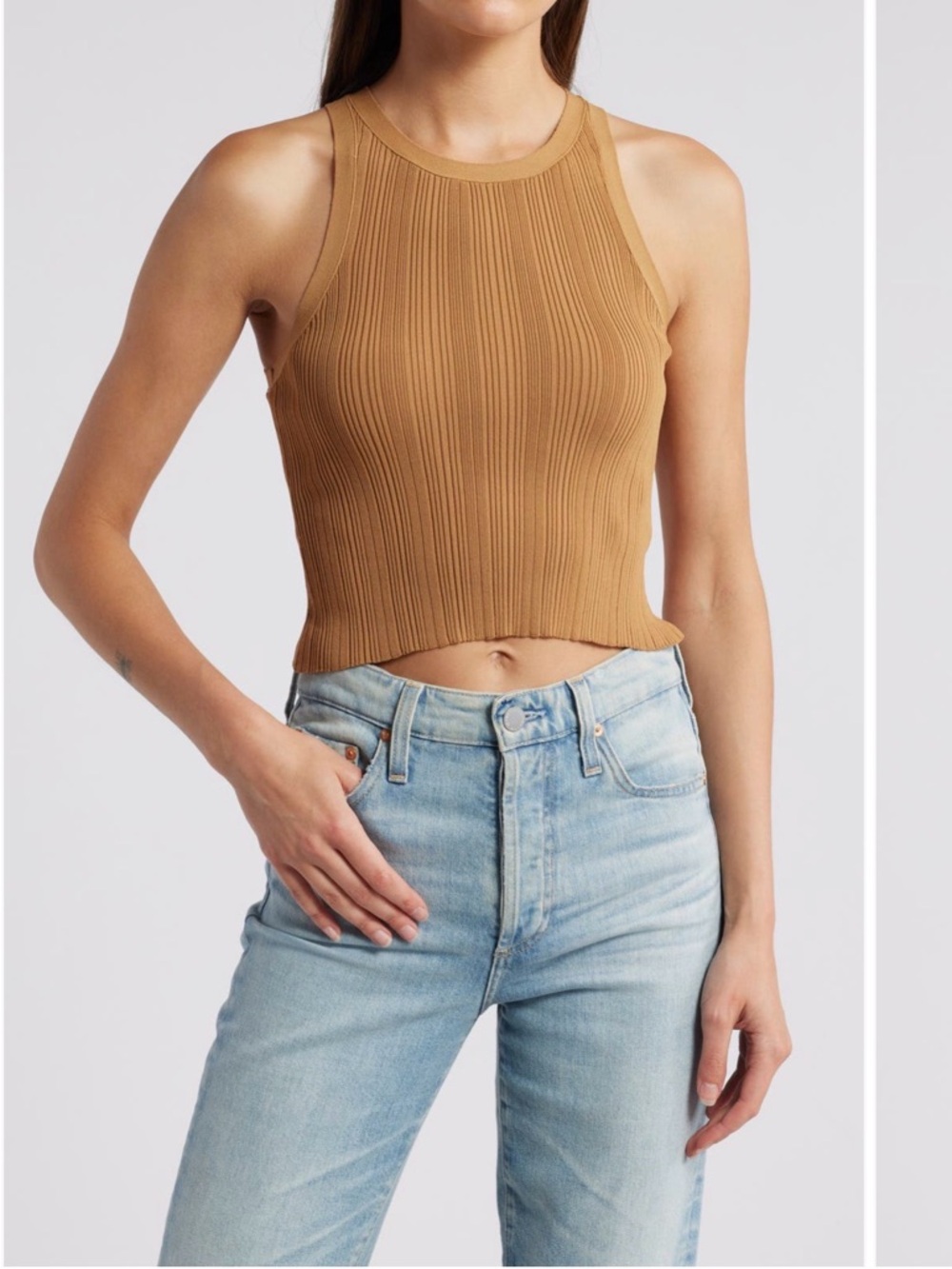 Good American Ribbed Cropped Tank Top